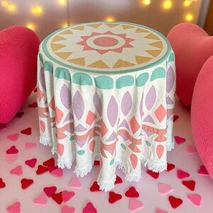 Vintage Gypsy 05 Table Cloth Beach Blanket Pastel Round Fringe Boho Mandala